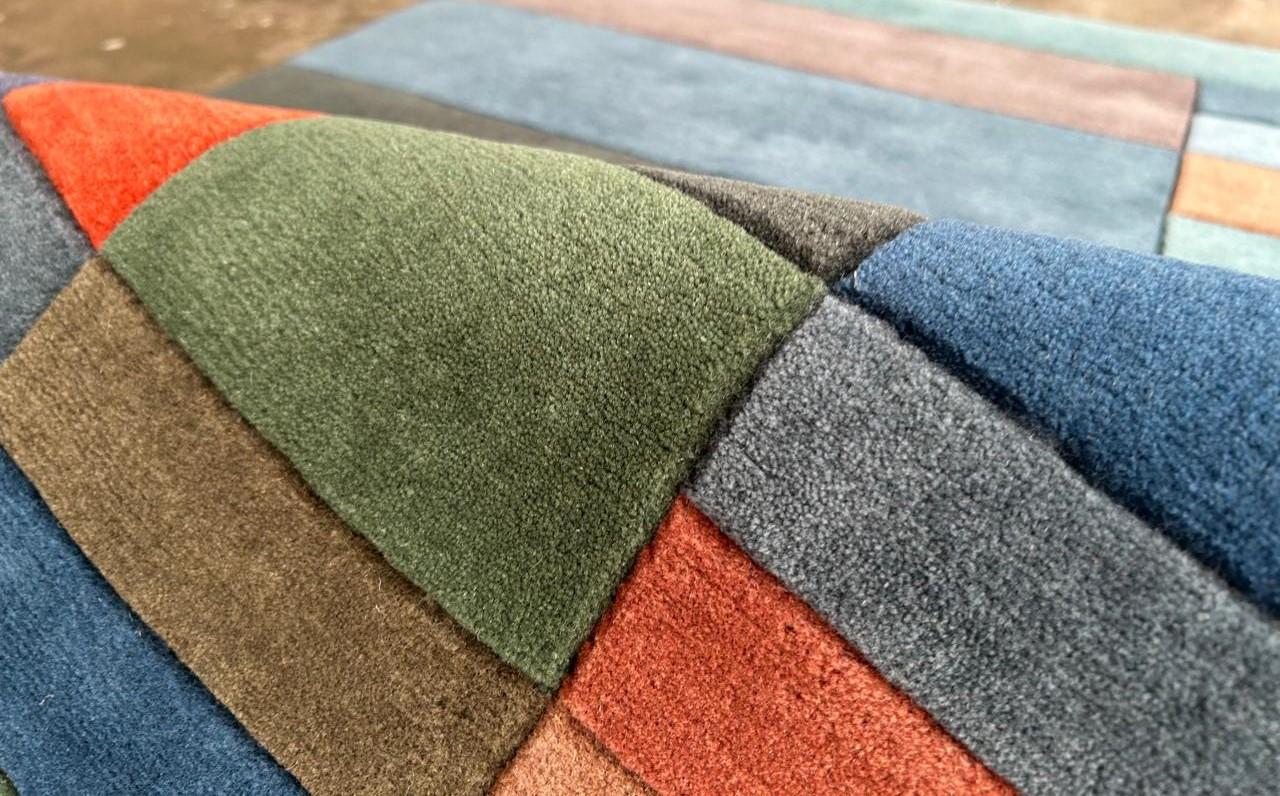 Custom Handknotted Blue Gray Rug, after Paul Klee “Fire in the Evening”. Bauhaus For Sale 1