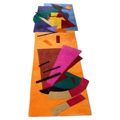 Tapis de couloir noué à la main sur mesure insp. par Olga Rozanova, art « Flight of an Airplane »