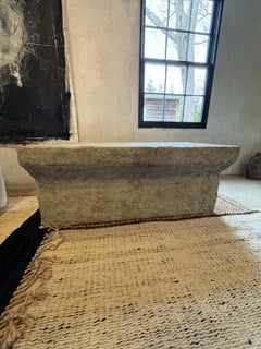 Custom Handmade Aged Stone Table with Lancet Detail, 21st Century