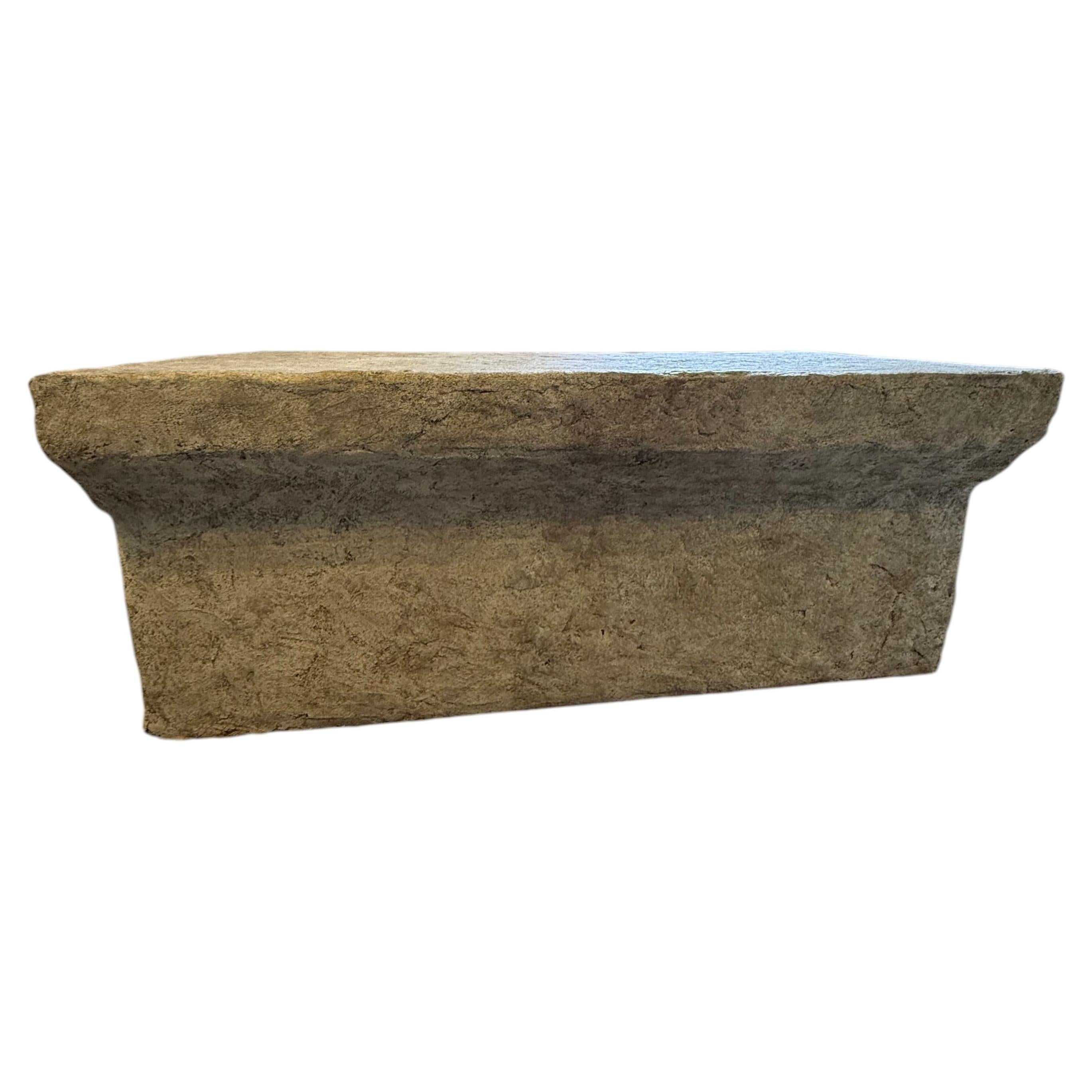 Custom Handmade Aged Stone Table with Lancet Detail, 21st Century For Sale