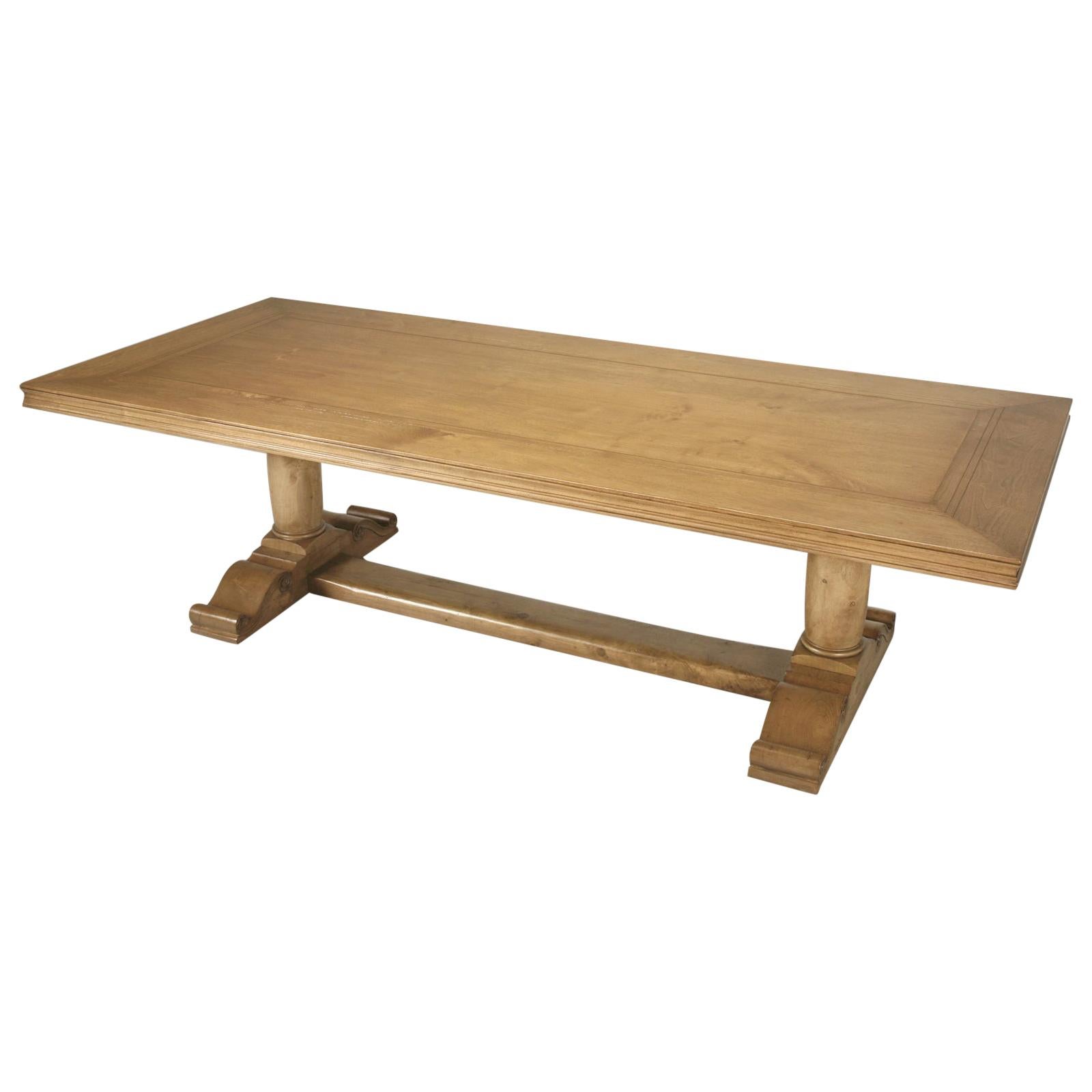 Country French Walnut Trestle Dining Table Any Dimension Made to Order Chicago