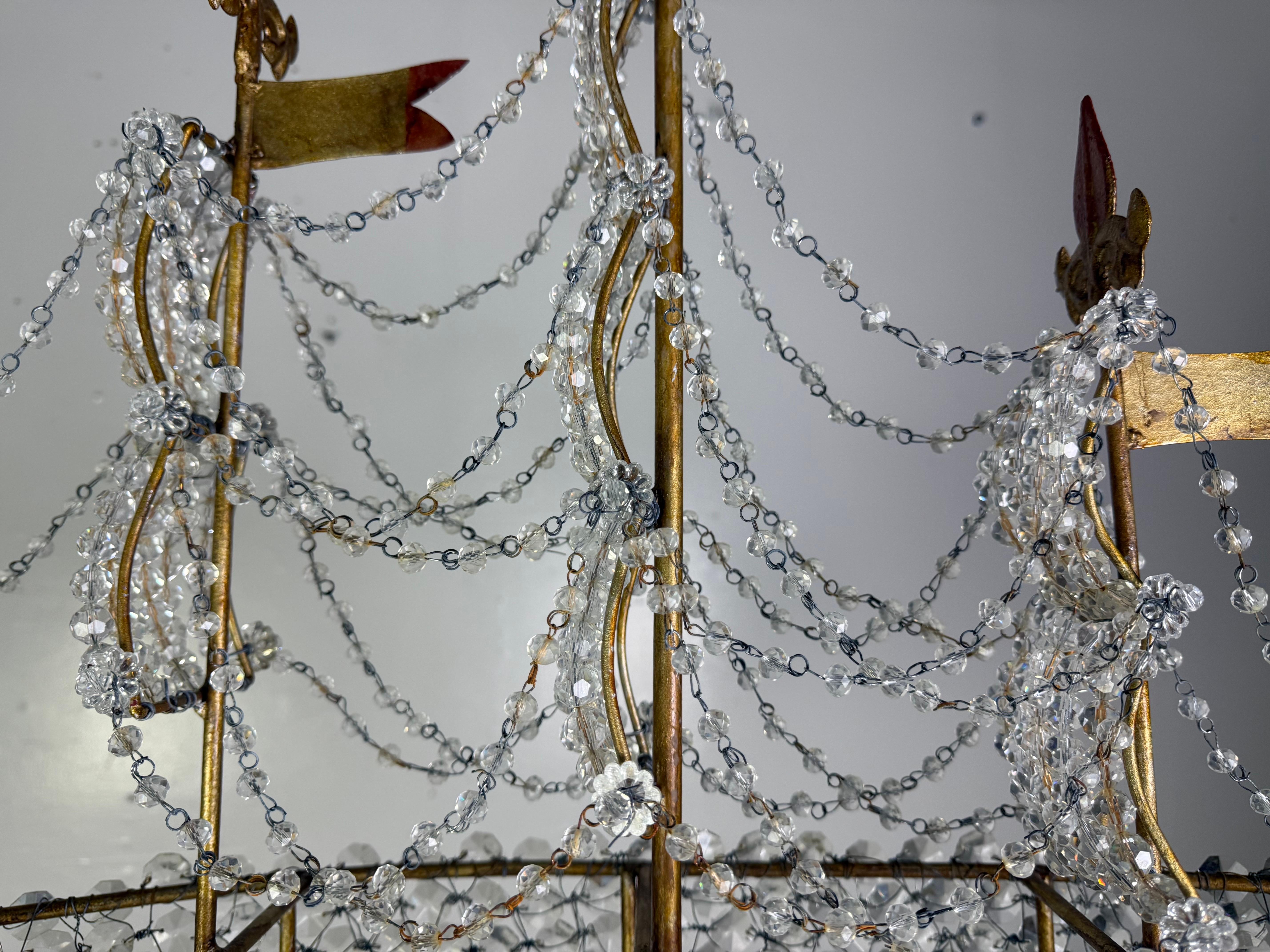 Metal Redondo Crystal Beaded Ship Chandelier by Miamar Home For Sale