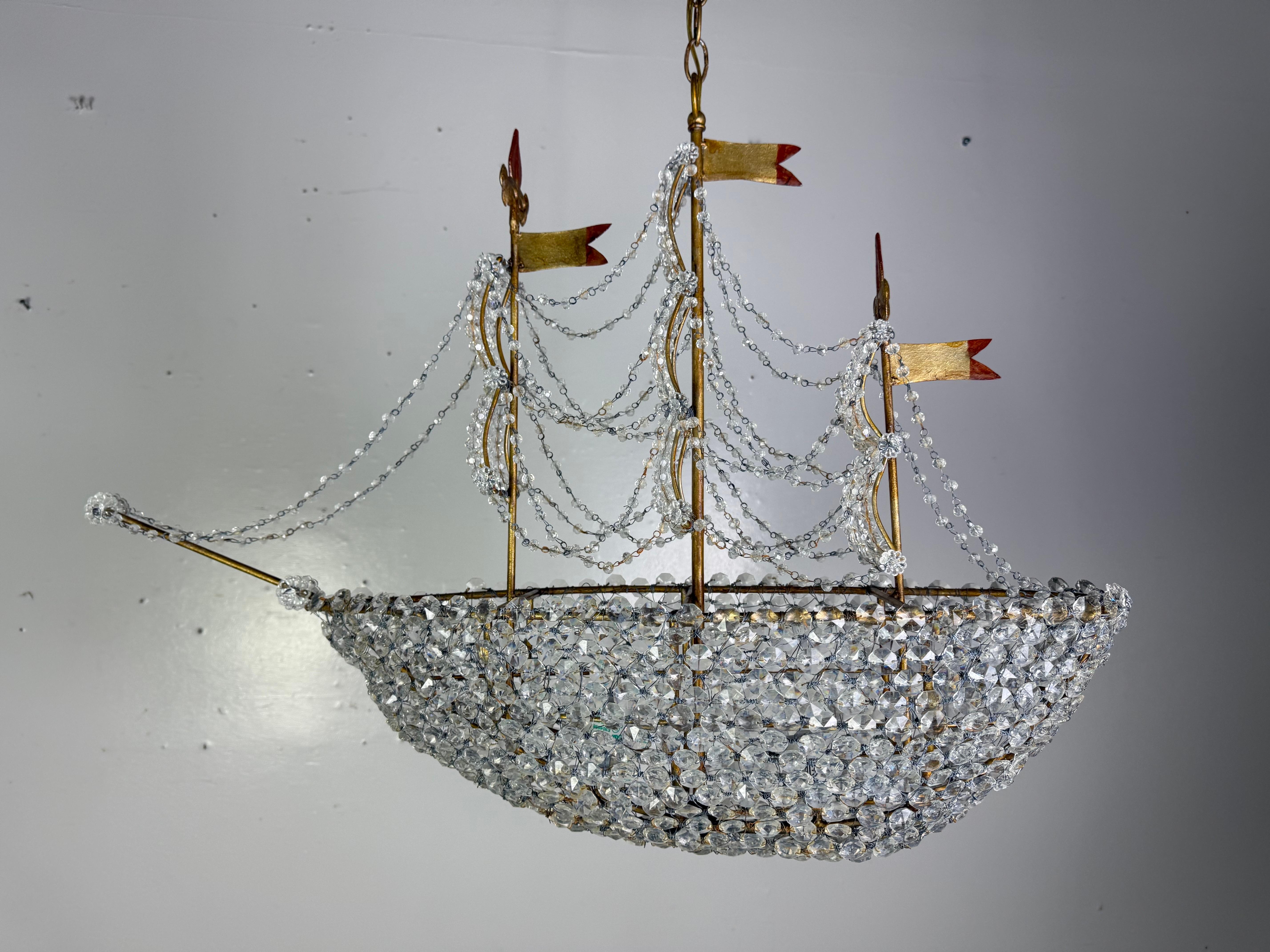 Redondo Crystal Beaded Ship Chandelier by Miamar Home For Sale 2