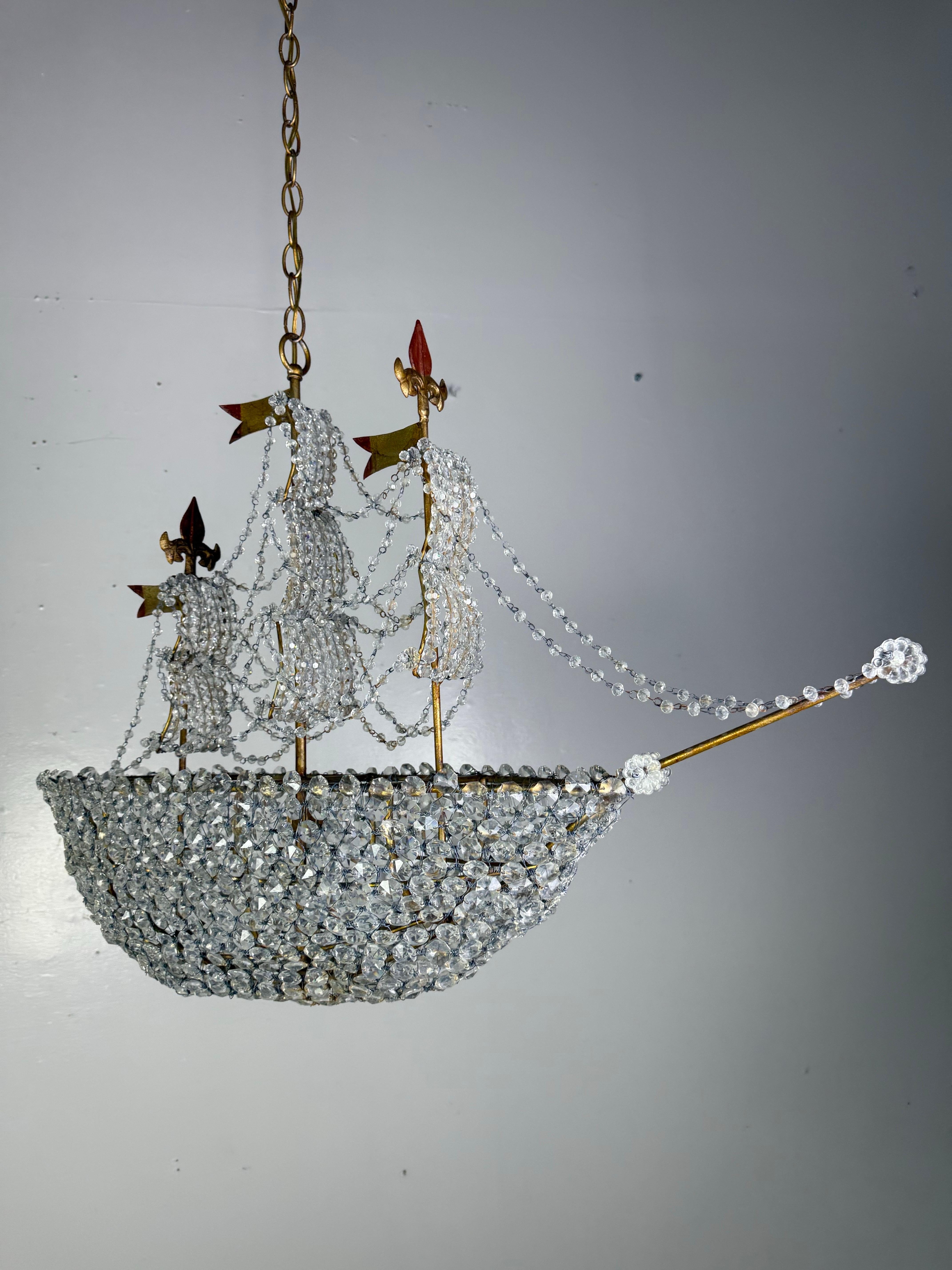 Redondo Crystal Beaded Ship Chandelier by Miamar Home For Sale 4