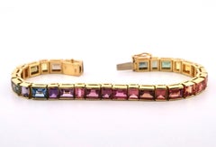 Bracelet en or jaune 18K GIA avec saphir arc-en-ciel naturel fait main sur mesure