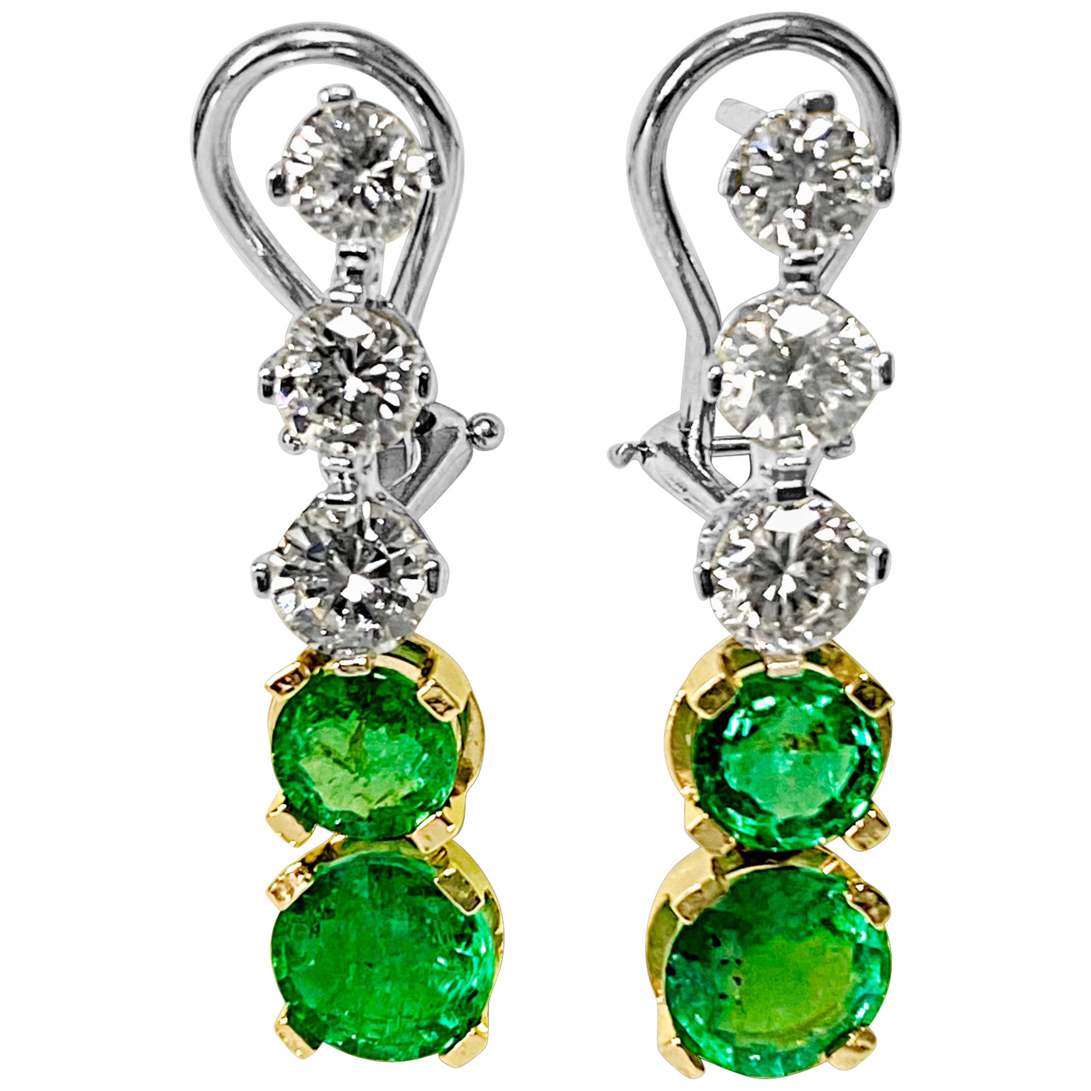 25.95 Carat Emerald Diamond Earrings For Sale at 1stDibs