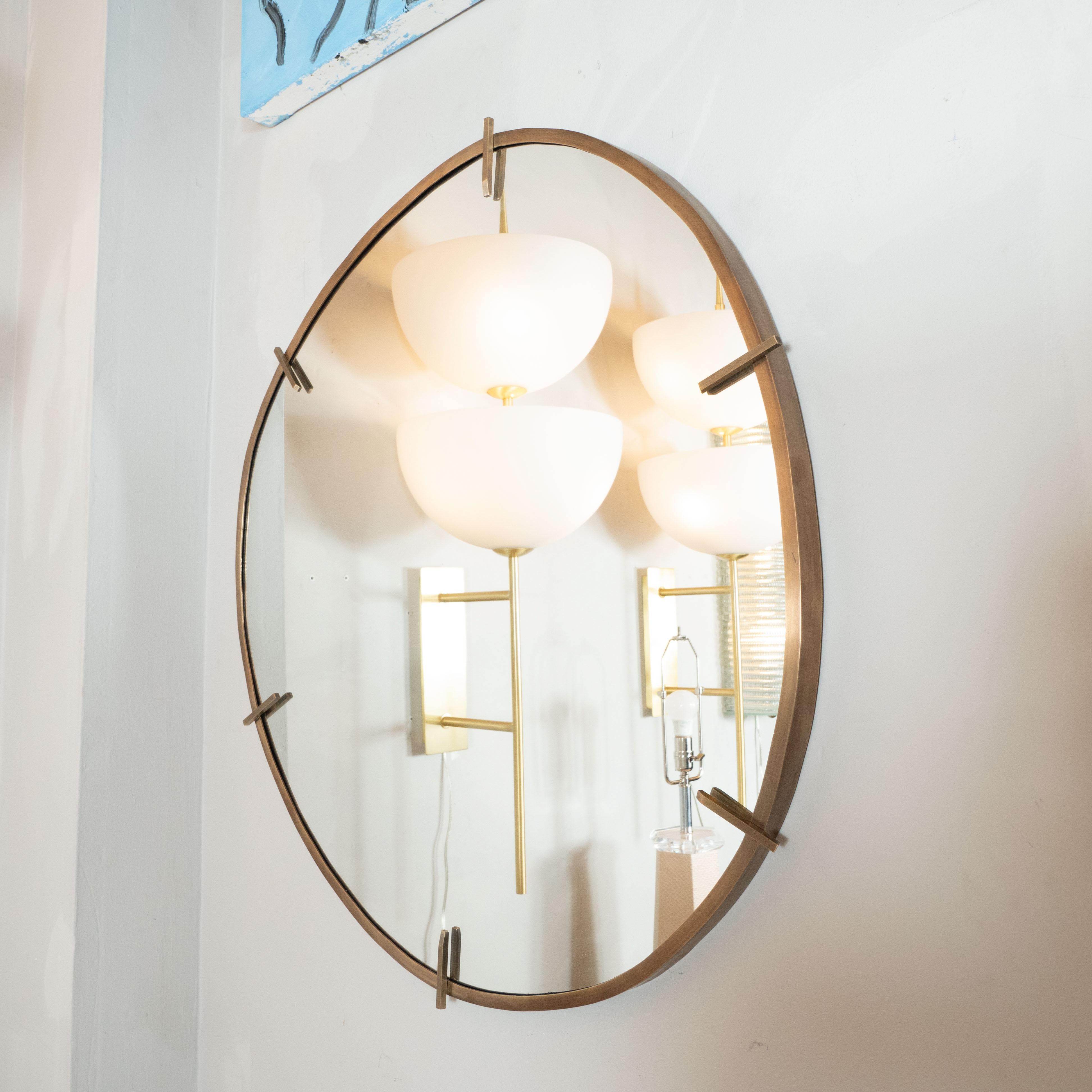 Custom Handmade Organic Modernist Mirror in Oil Rubbed Bronze In Excellent Condition In New York, NY