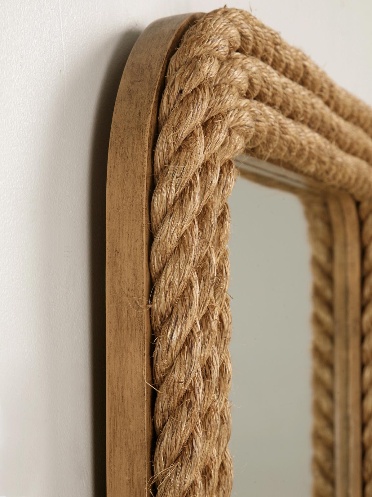 Mid-Century Modern Custom Handmade Rope Border Rectangular Mirror Available in Any Dimension For Sale