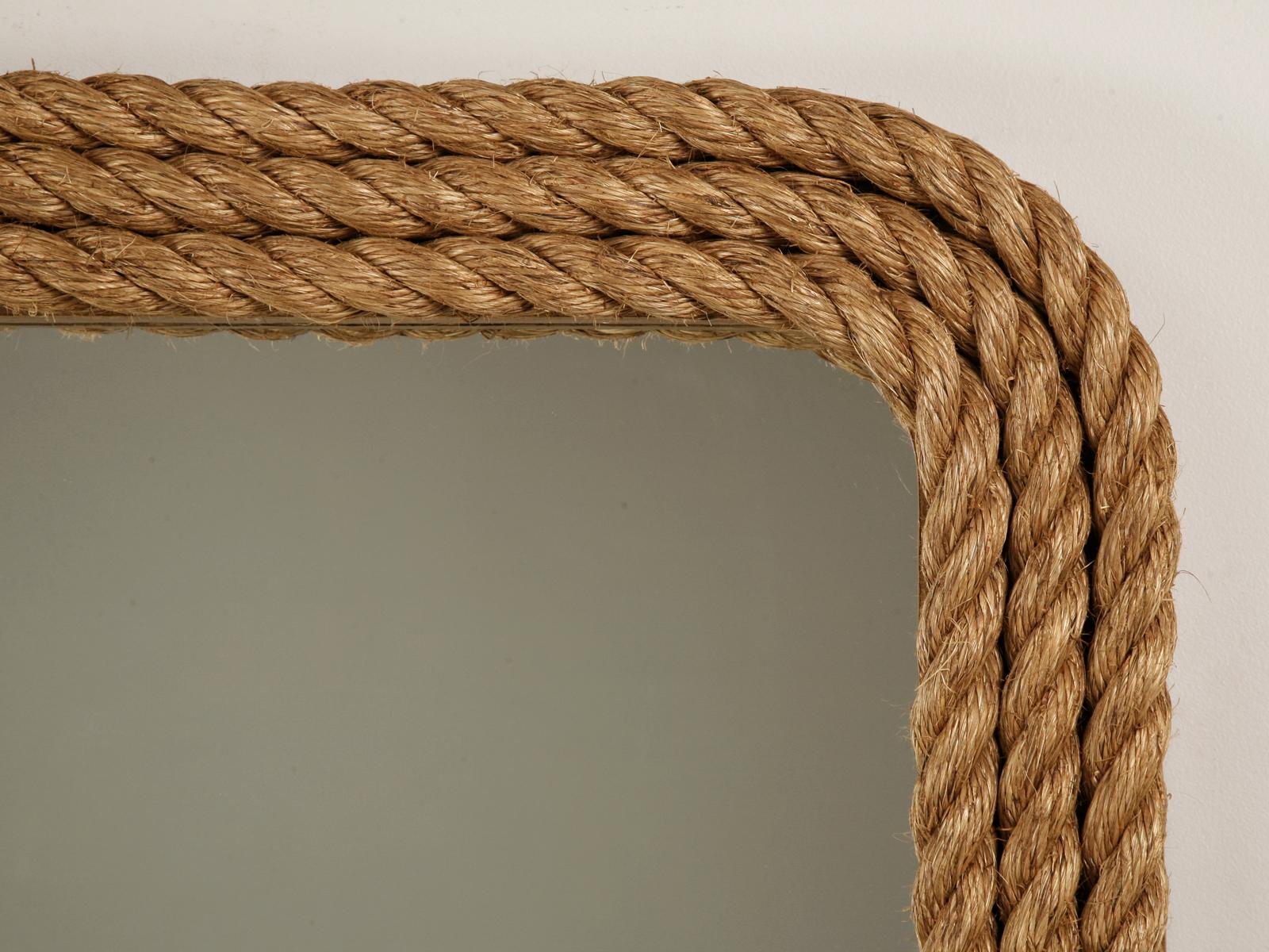 Hand-Crafted Custom Handmade Rope Border Rectangular Mirror Available in Any Dimension For Sale