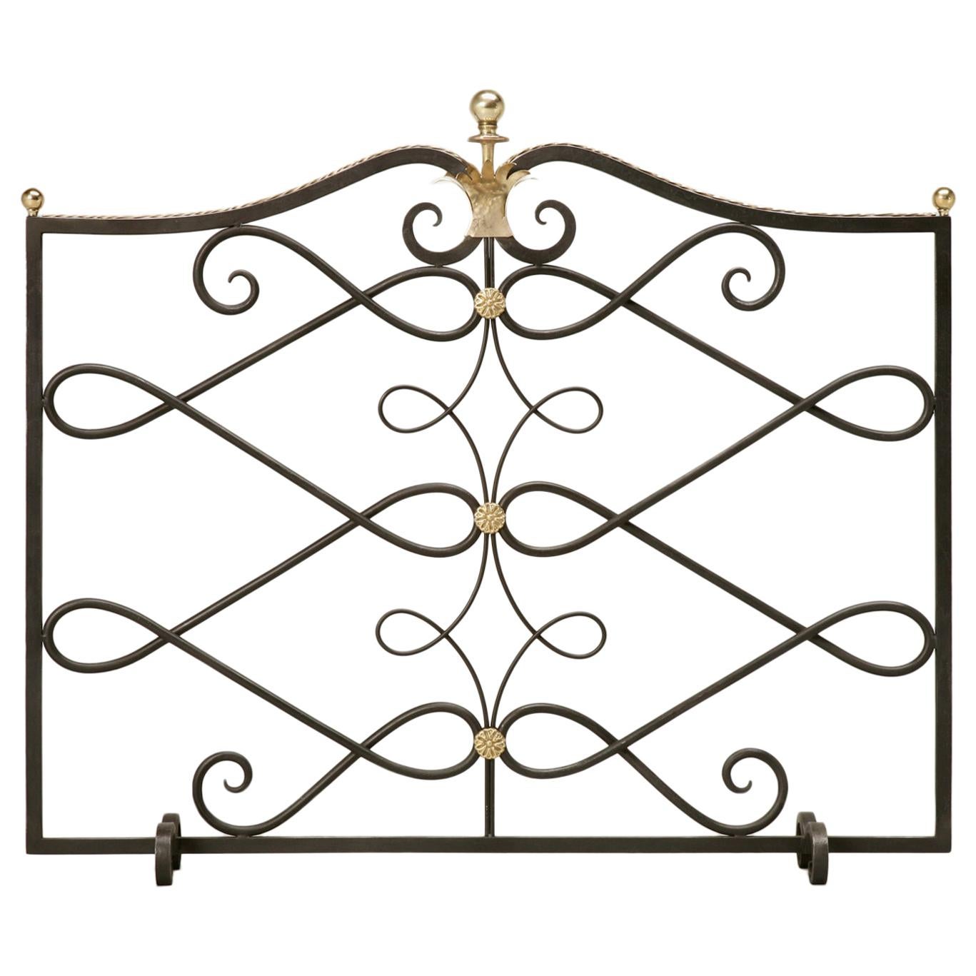 Custom Handmade Steel and Brass Fireplace Screen in any Dimension or Finish For Sale