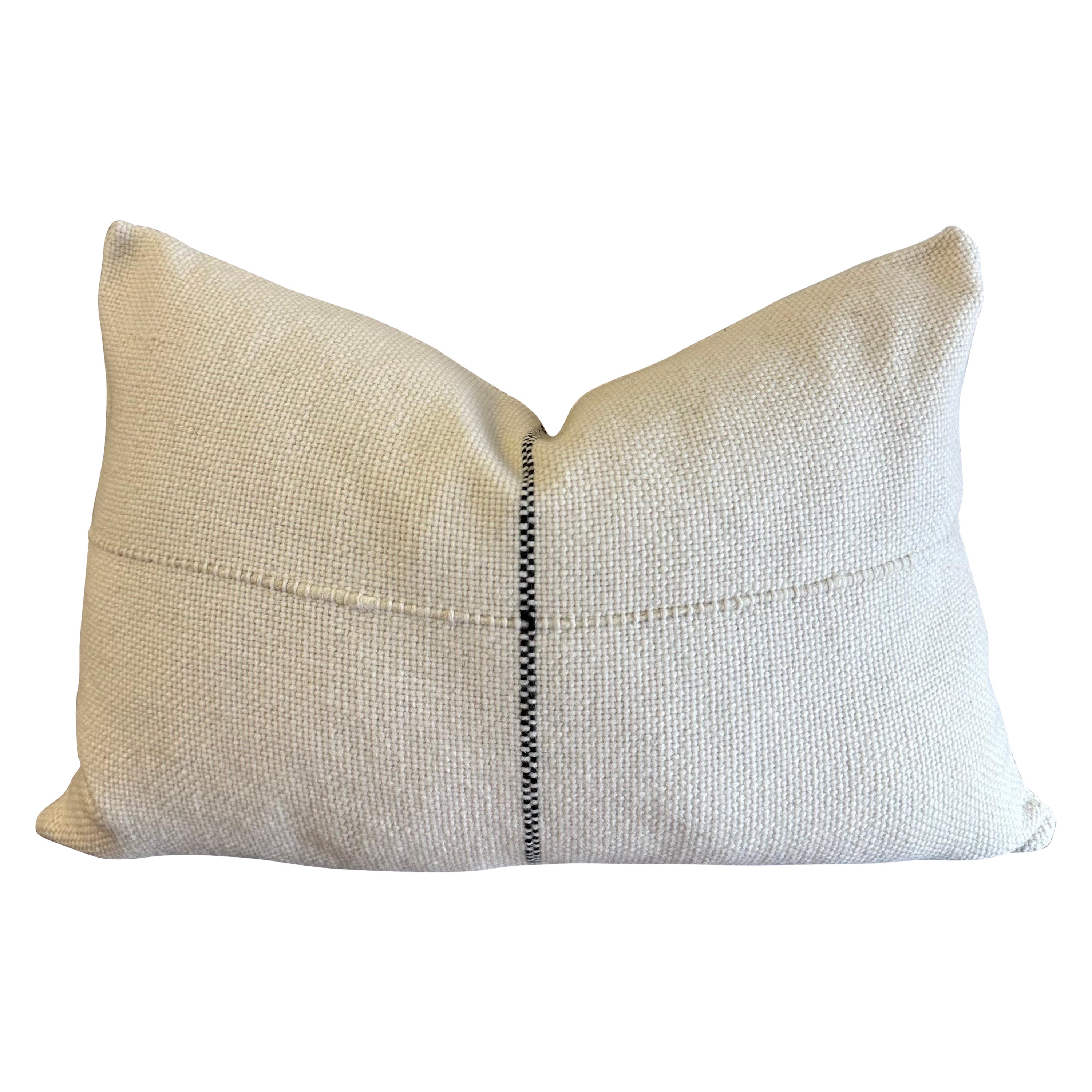 Custom Hand Made Almohada de lana con raya negra Incluye inserto de pluma de plumón