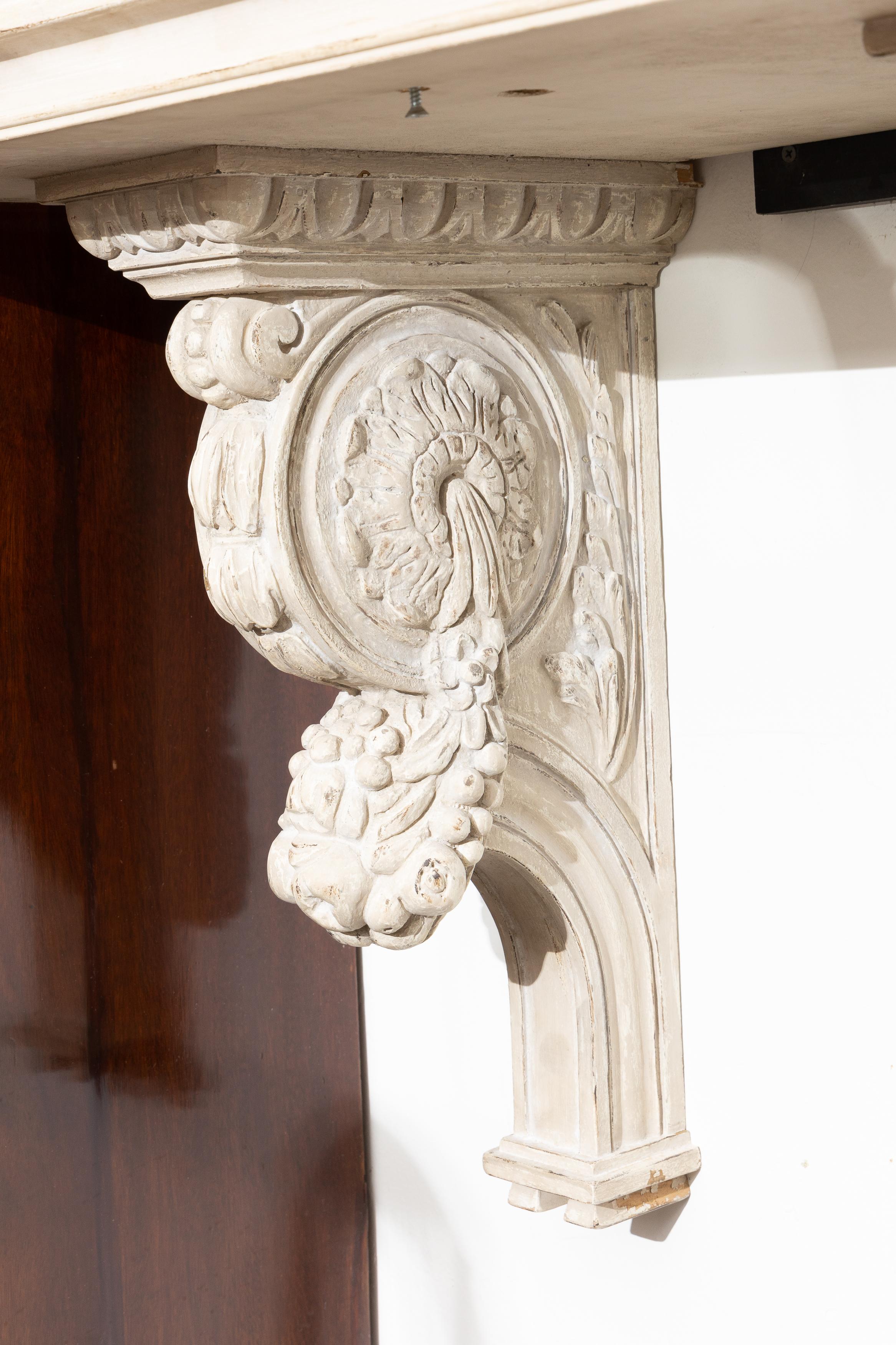 Hand-Carved Custom Hanging Wall Bracket / Console For Sale