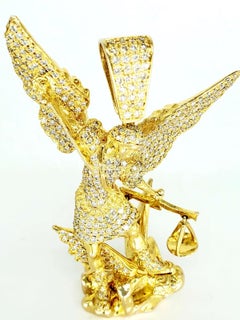 17.00 Carat Diamonds Saint Michael 14 Karat Gold Pendant