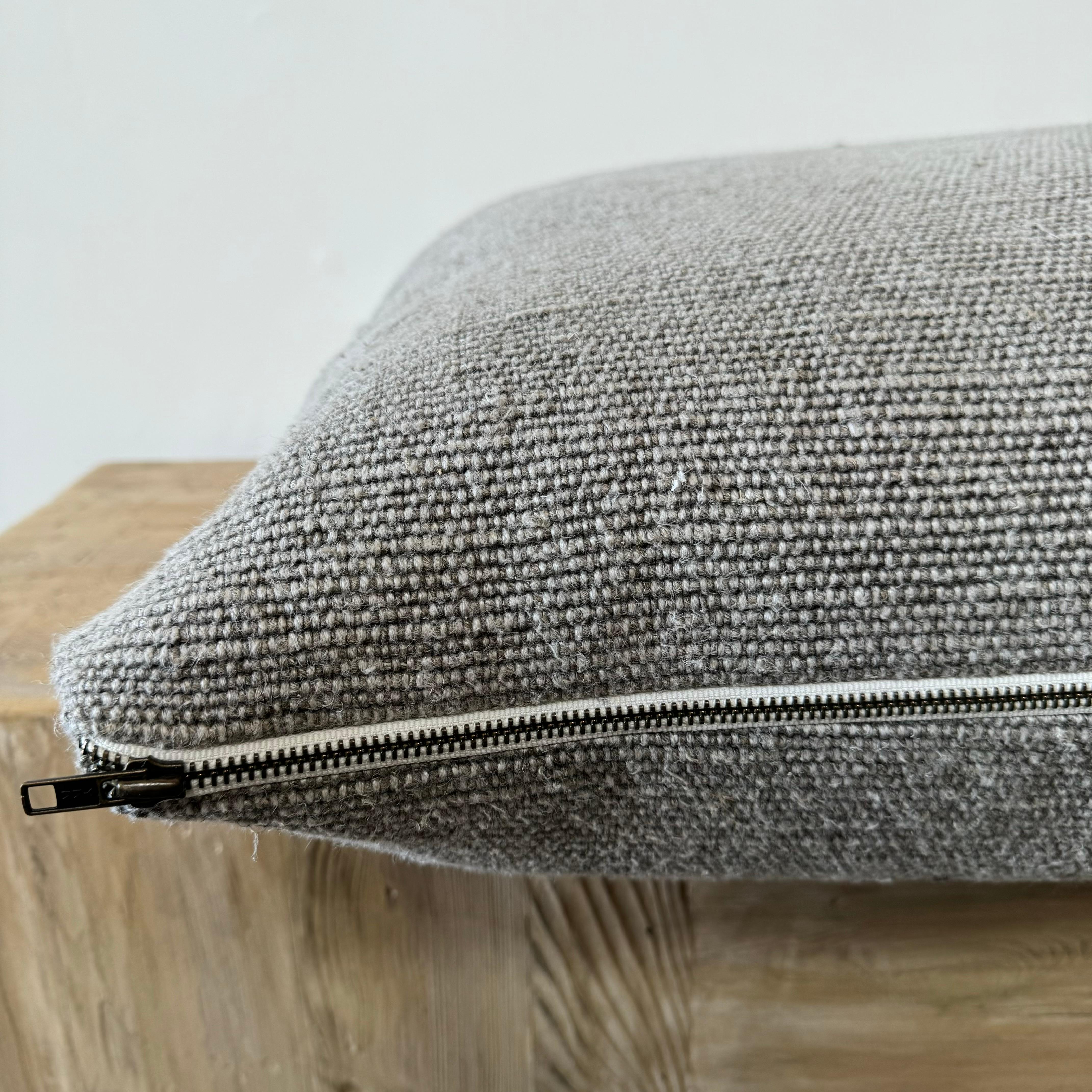 Custom Heavy Flax Woven Textured Belgian Linen Pillow with Down Insert  For Sale 2