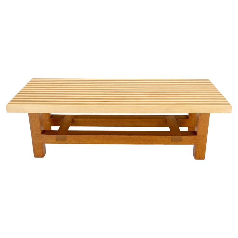 Custom Heavy Mid Century Modern Striped Butcher Block Style Coffee