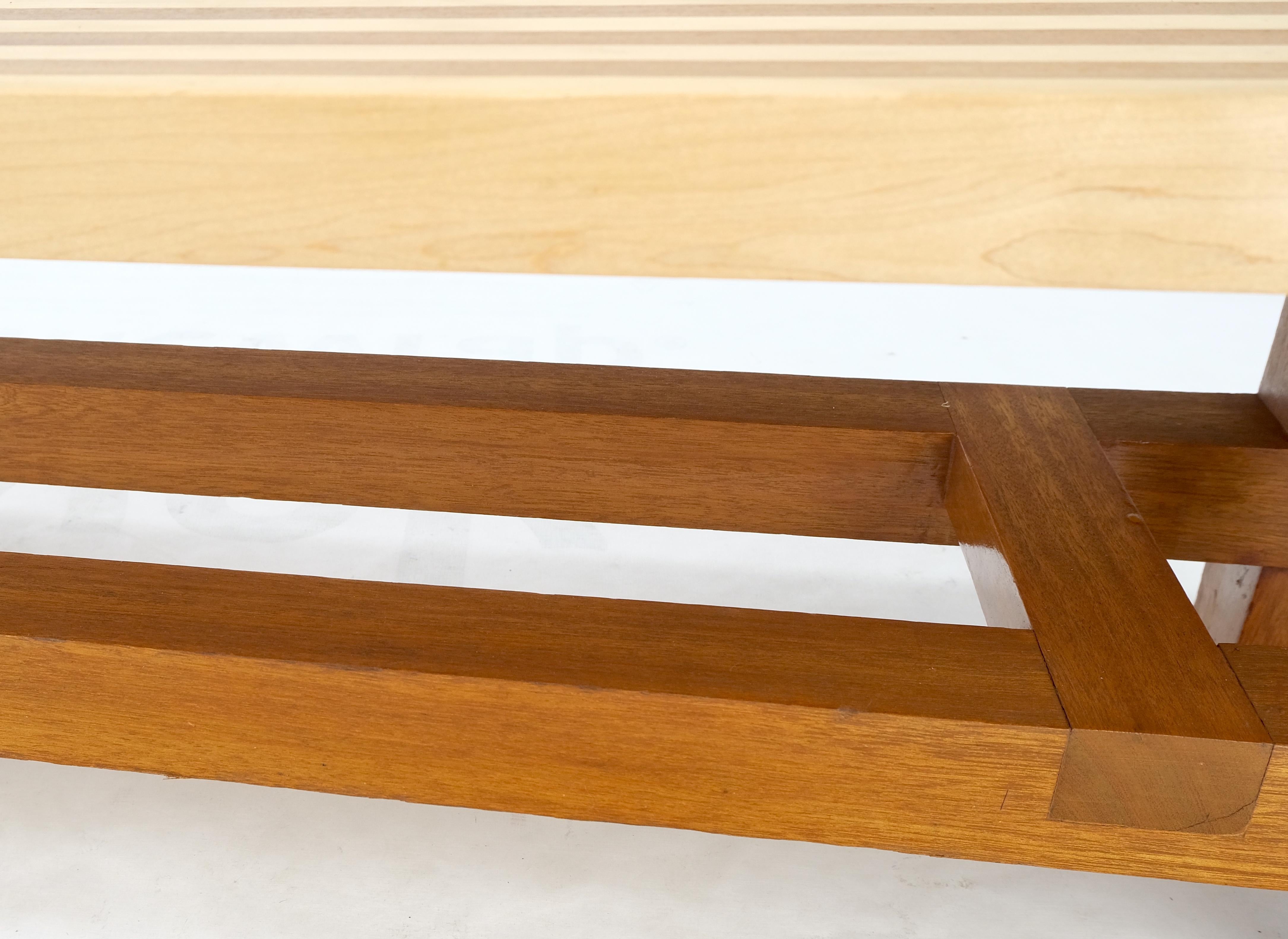 Maple Custom Heavy Mid Century Modern Striped Butcher Block Style Coffee Table Bench  For Sale