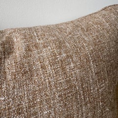 Custom Heavy Textured Linen Lumbar Pillow in Bejmat Brown with Down Insert