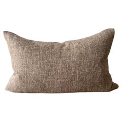 Custom Heavy Textured Linen Lumbar Pillow in Bejmat Brown with Down Insert