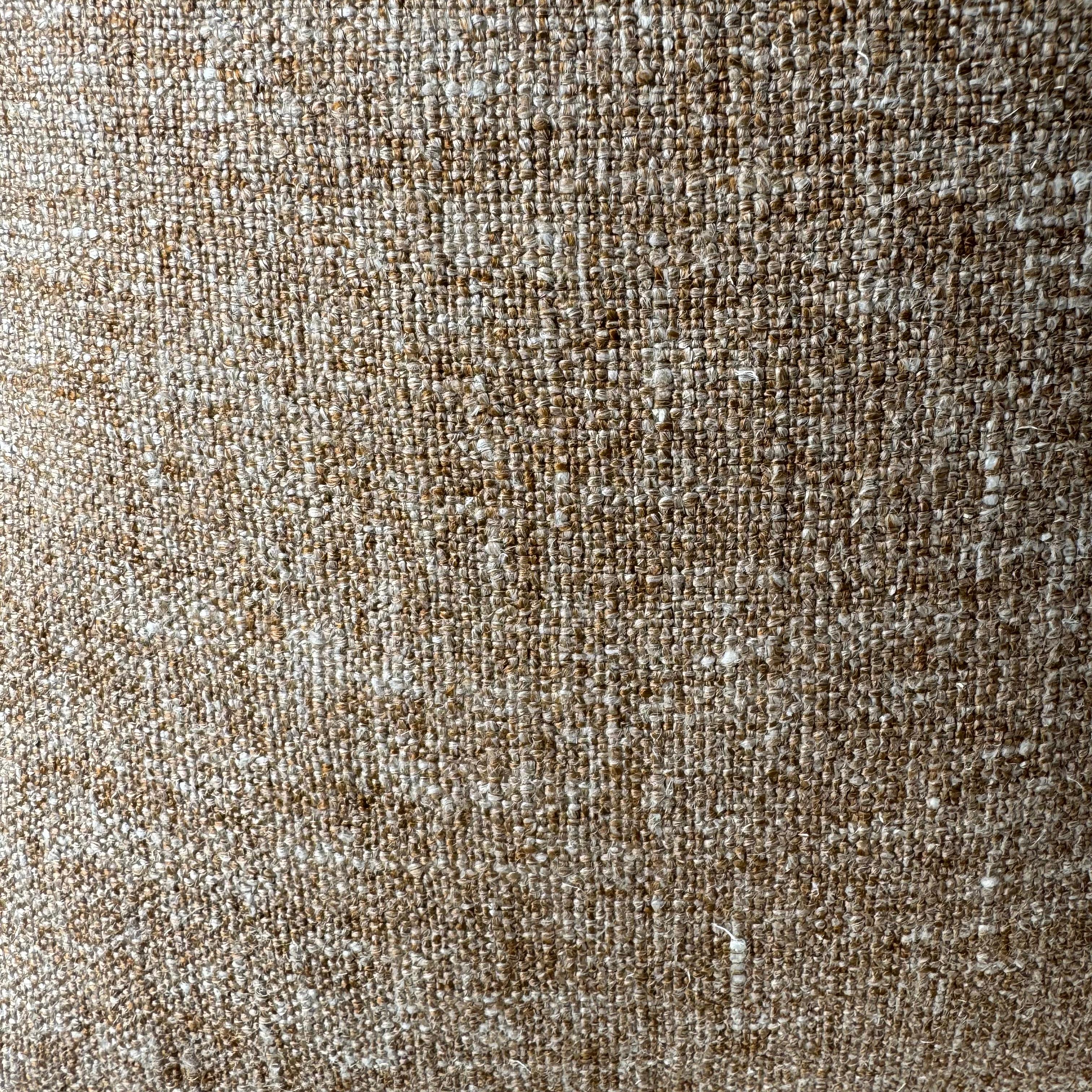 Custom Heavy Textured Linen Pillow in Bejmat Brown with Down Insert In New Condition For Sale In Brea, CA