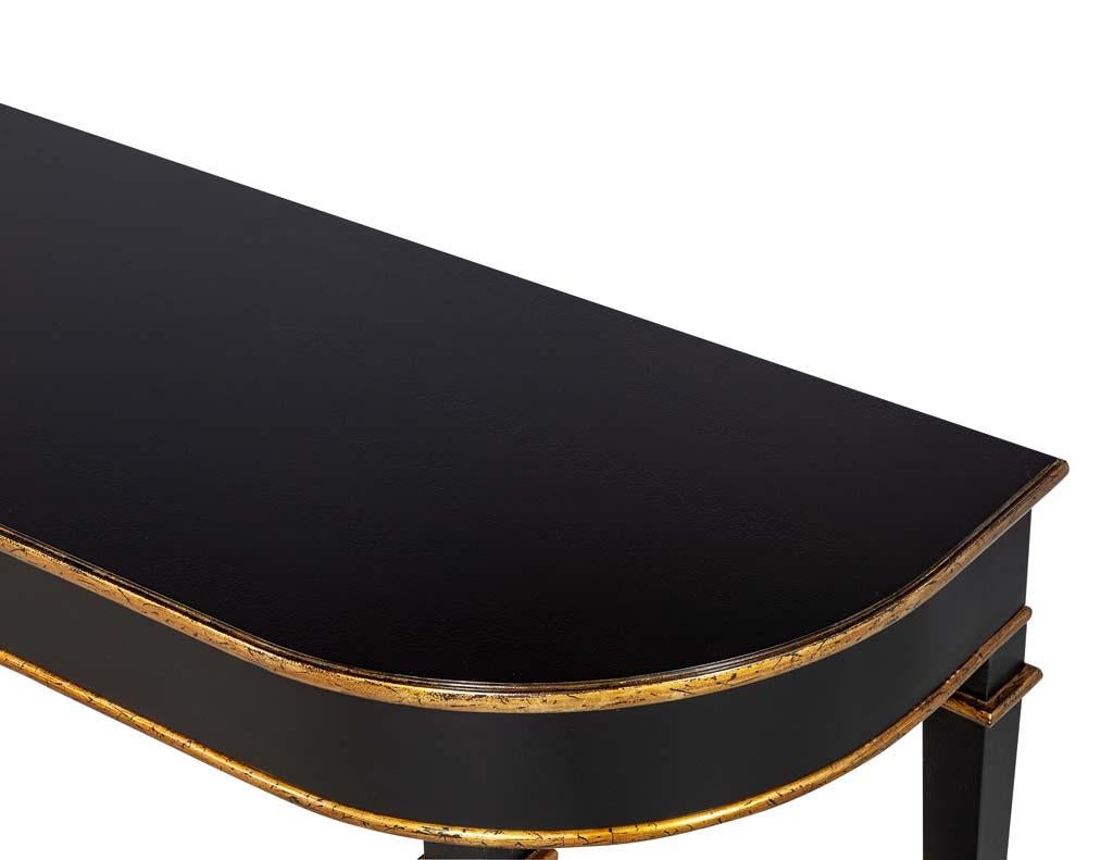 Custom Hepplewhite Style Black Lacquered Console Table by Carrocel 4