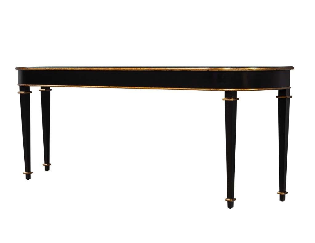 Canadian Custom Hepplewhite Style Black Lacquered Console Table by Carrocel