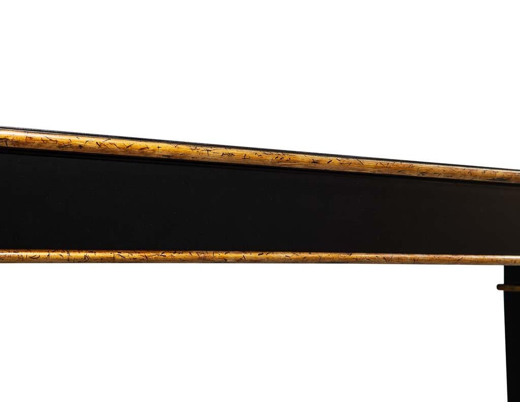 Gold Leaf Custom Hepplewhite Style Black Lacquered Console Table by Carrocel