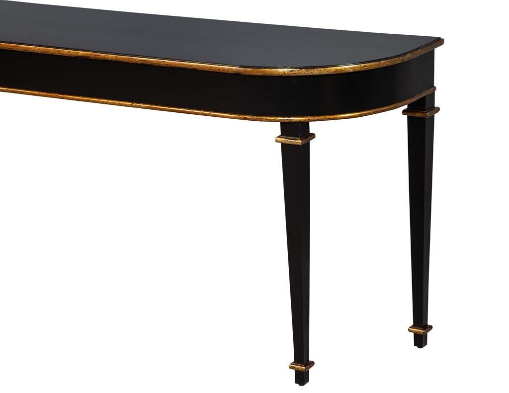 Custom Hepplewhite Style Black Lacquered Console Table by Carrocel 2