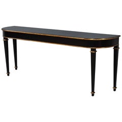 Custom Hepplewhite Style Black Lacquered Console Table by Carrocel