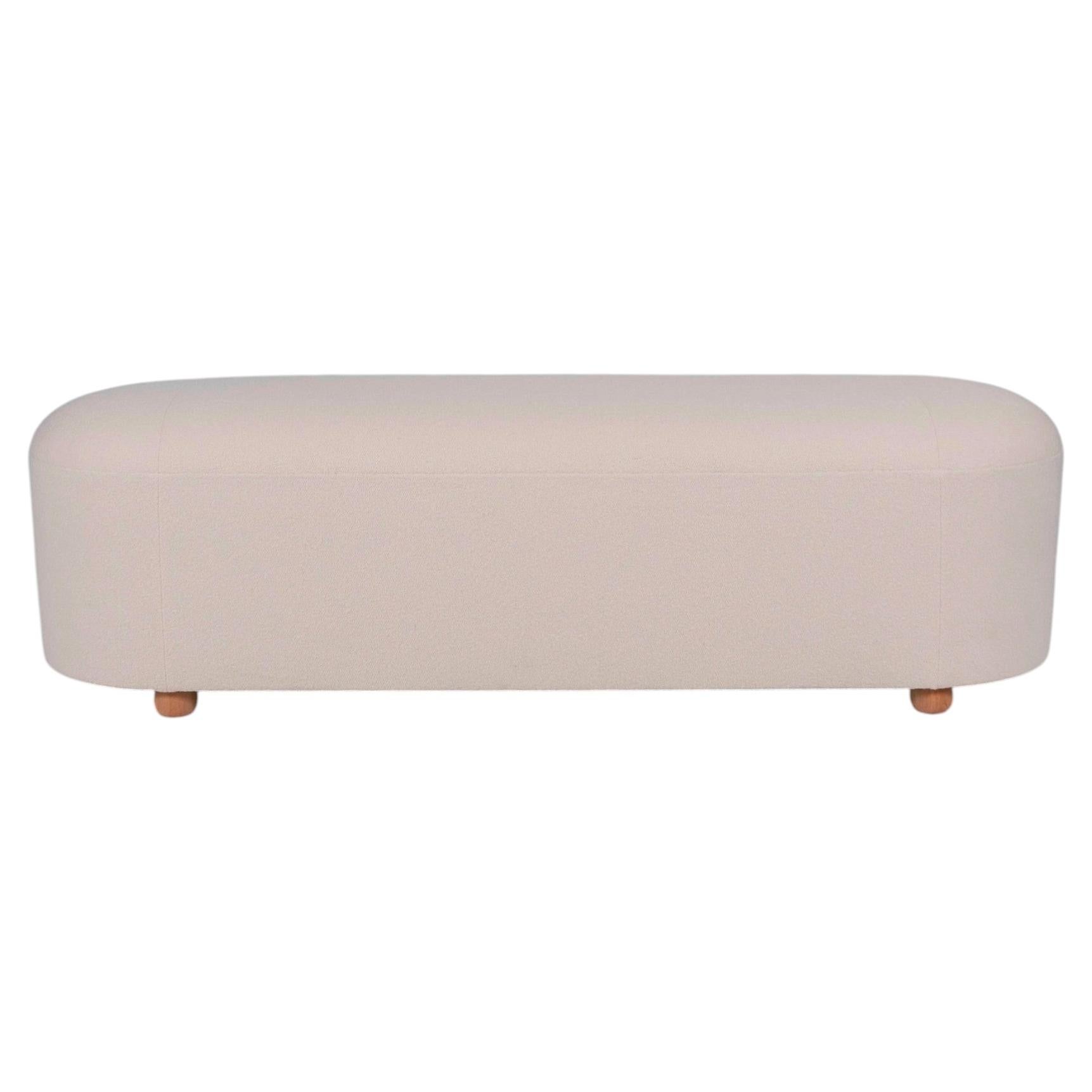 Custom Holland & Sherry White Bouclé Wool Bench