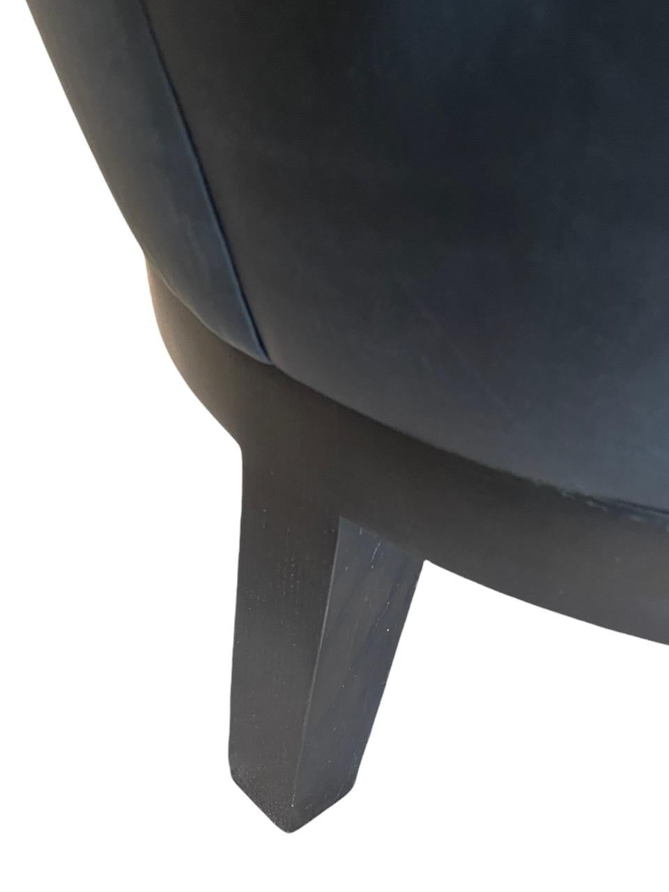 Contemporary Custom Holly Hunt Jockey Club Chair in Black Lucca Onyx Leather For Sale