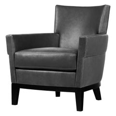 Sedia Jockey Club personalizzata HolLY HUNT in pelle nera Lucca Onyx