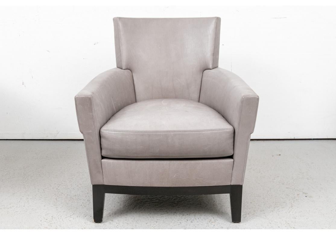 Mid-Century Modern Custom Holly Hunt Leather Jockey Club Chair For Sale