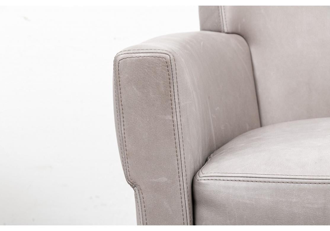 Custom Holly Hunt Leather Jockey Club Chair For Sale 3