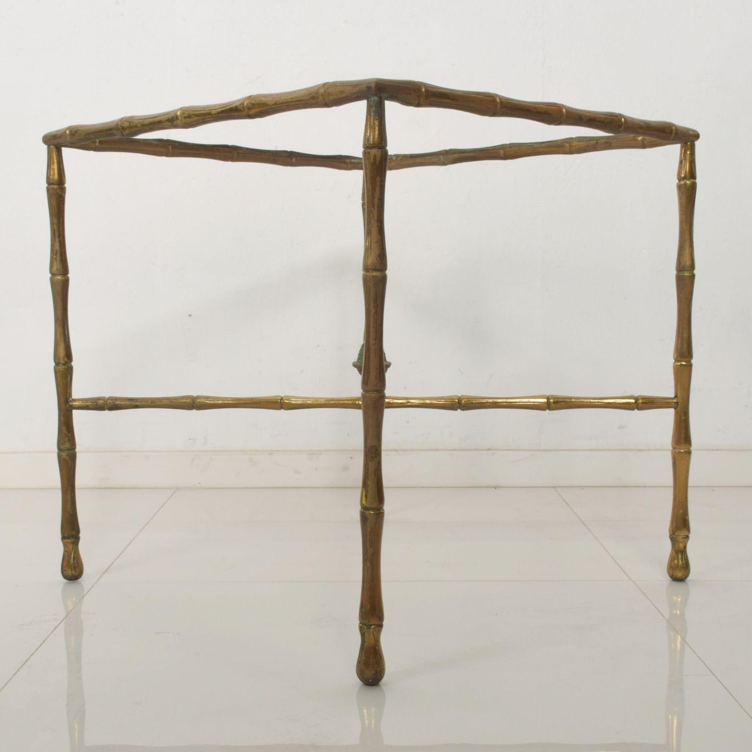 Mid-Century Modern 1950s Faux Bamboo Brass Square Side Table Arturo Pani For Sale