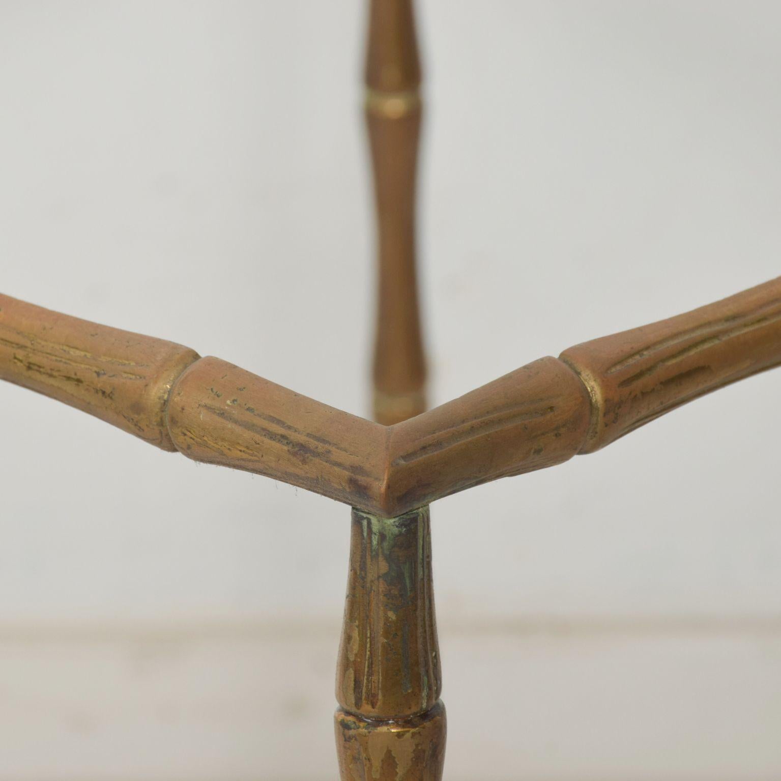 Mexican 1950s Faux Bamboo Brass Square Side Table Arturo Pani For Sale