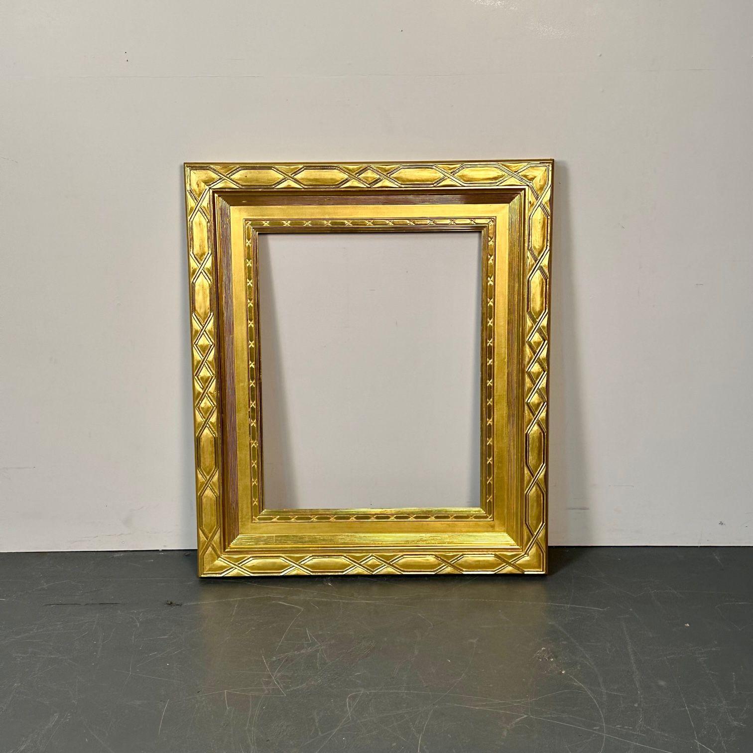 American Custom Hollywood Regency Style Carved Giltwood Mirror / Painting Frame For Sale