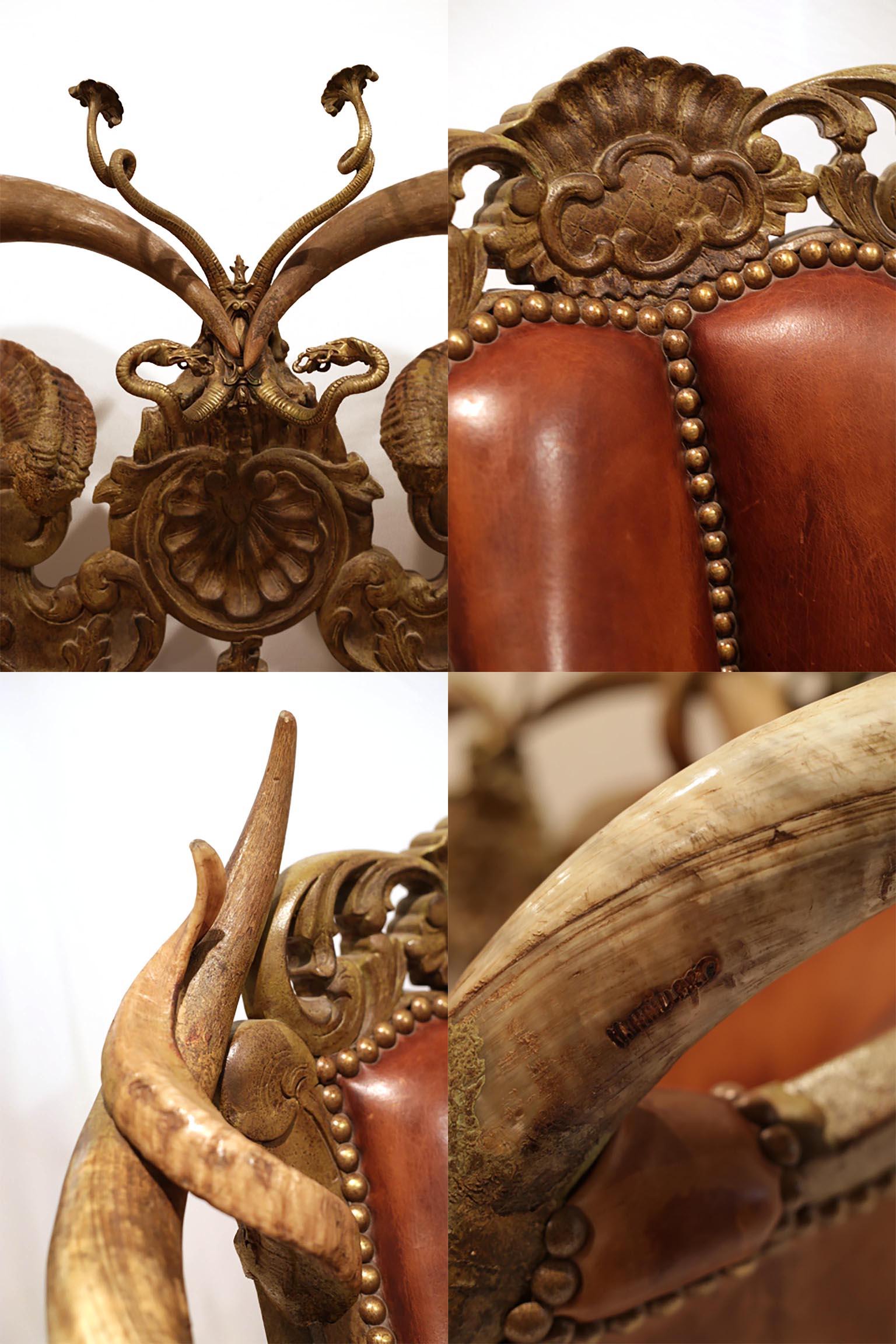 20th Century Custom Horn, Leather, Bronze Sofa Signed by Michel Haillard, circa 1990s
