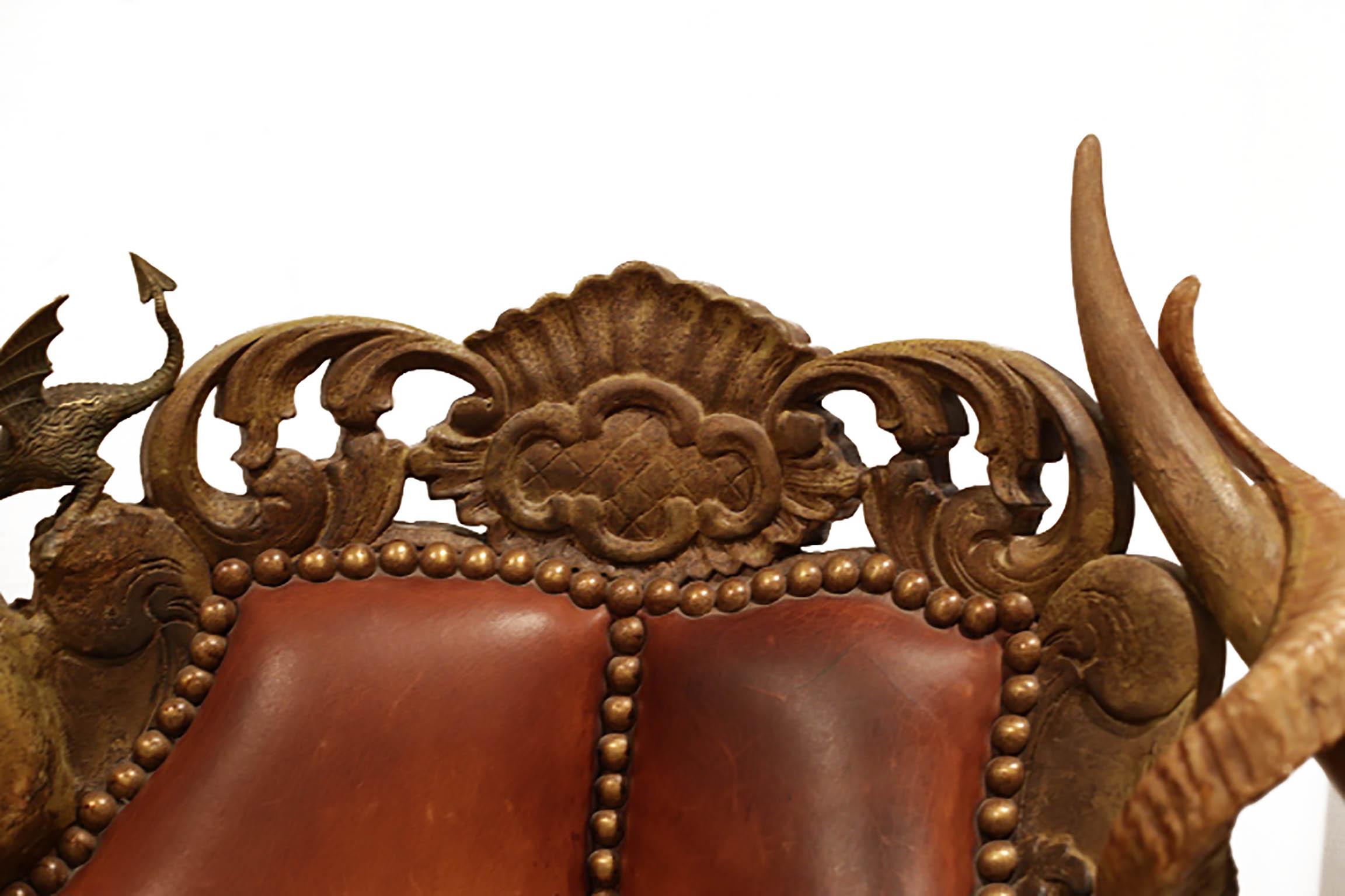Custom Horn, Leather, Bronze Sofa Signed by Michel Haillard, circa 1990s 2