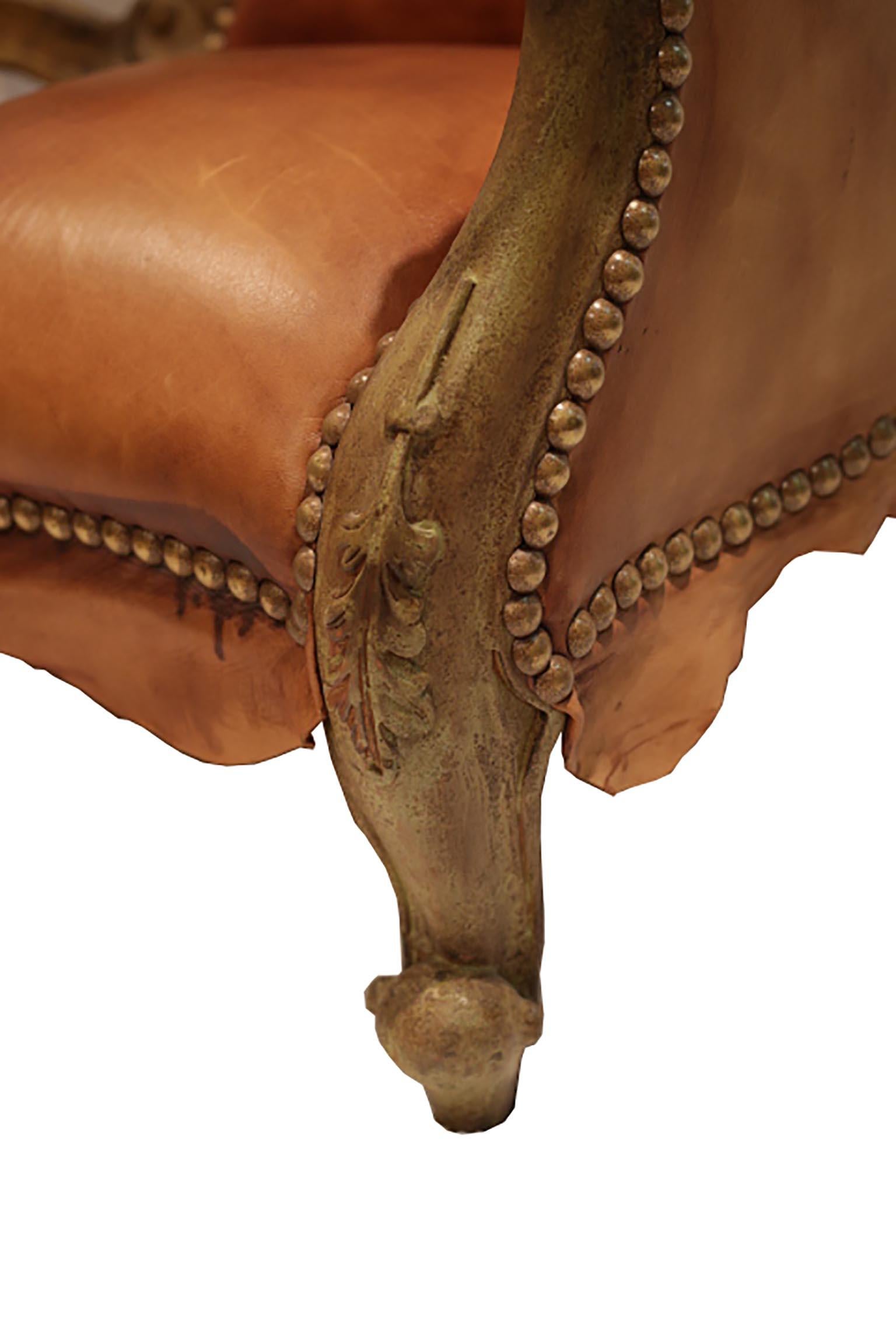 Custom Horn, Leather, Bronze Sofa Signed by Michel Haillard, circa 1990s 3