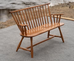 Hunt Country Furniture Vintage Rustic Modern Carved Wood Spindle Bench Hardwoods