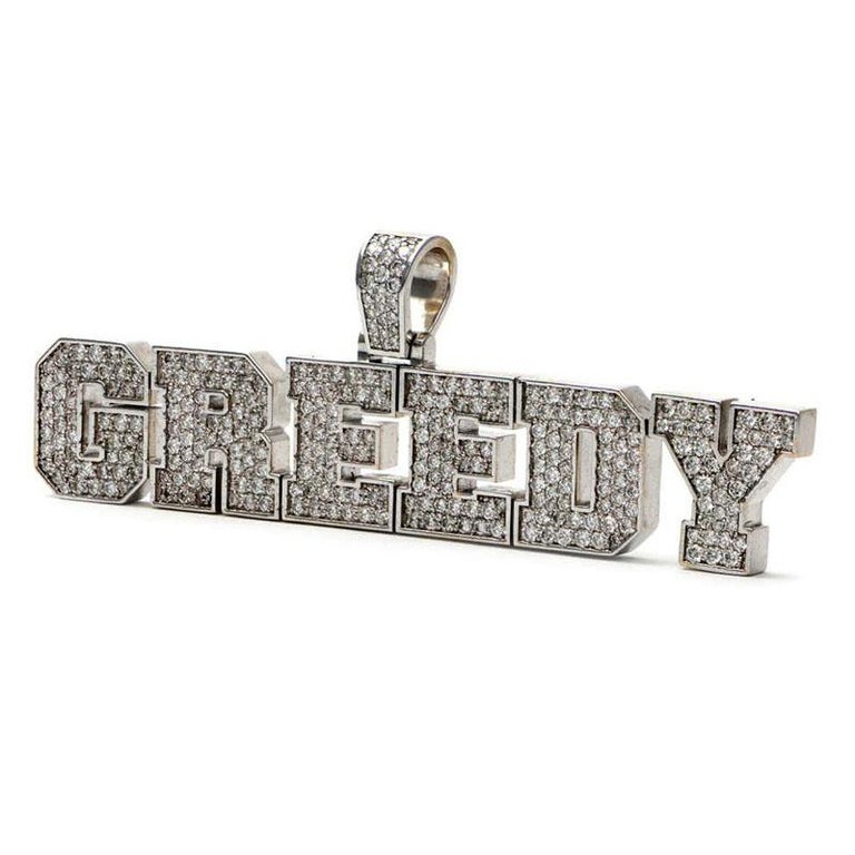 Custom Icebox Diamonds Solid 14 Karat Gold 'GREEDY' Diamond Pendant 45.
