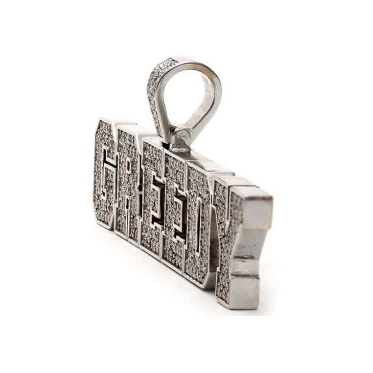 Custom Icebox Diamonds Solid 14 Karat Gold 'GREEDY' Diamond Pendant 45.