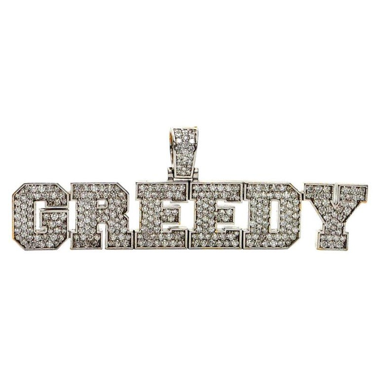 Custom Icebox Diamonds Solid 14 Karat Gold 'GREEDY' Diamond Pendant 45.