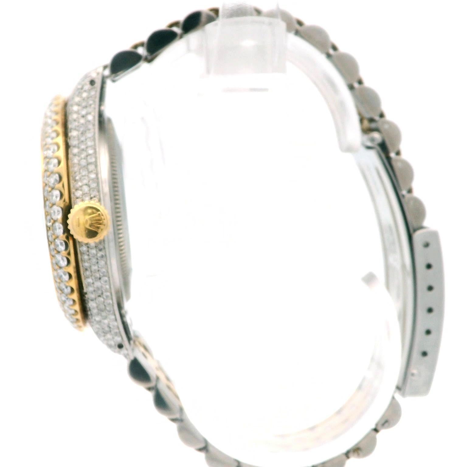 Modern Custom Iced Out Diamond Rolex Datejust Arabic Dial Gold Jubilee Wrist Watch For Sale