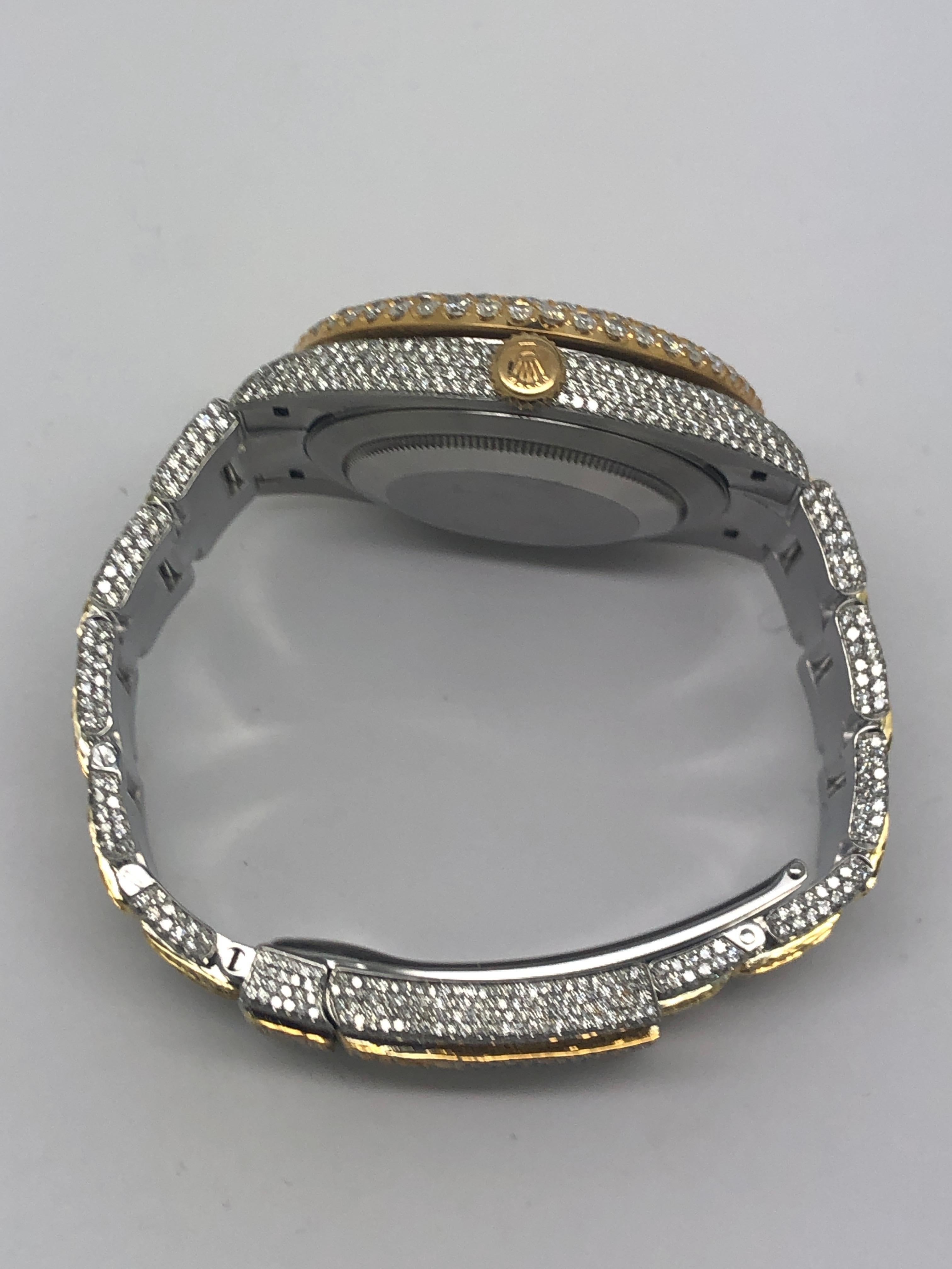 Custom Iced Out Emerald Cut Diamonds Rolex Datejust Wrist Watch For Sale 2