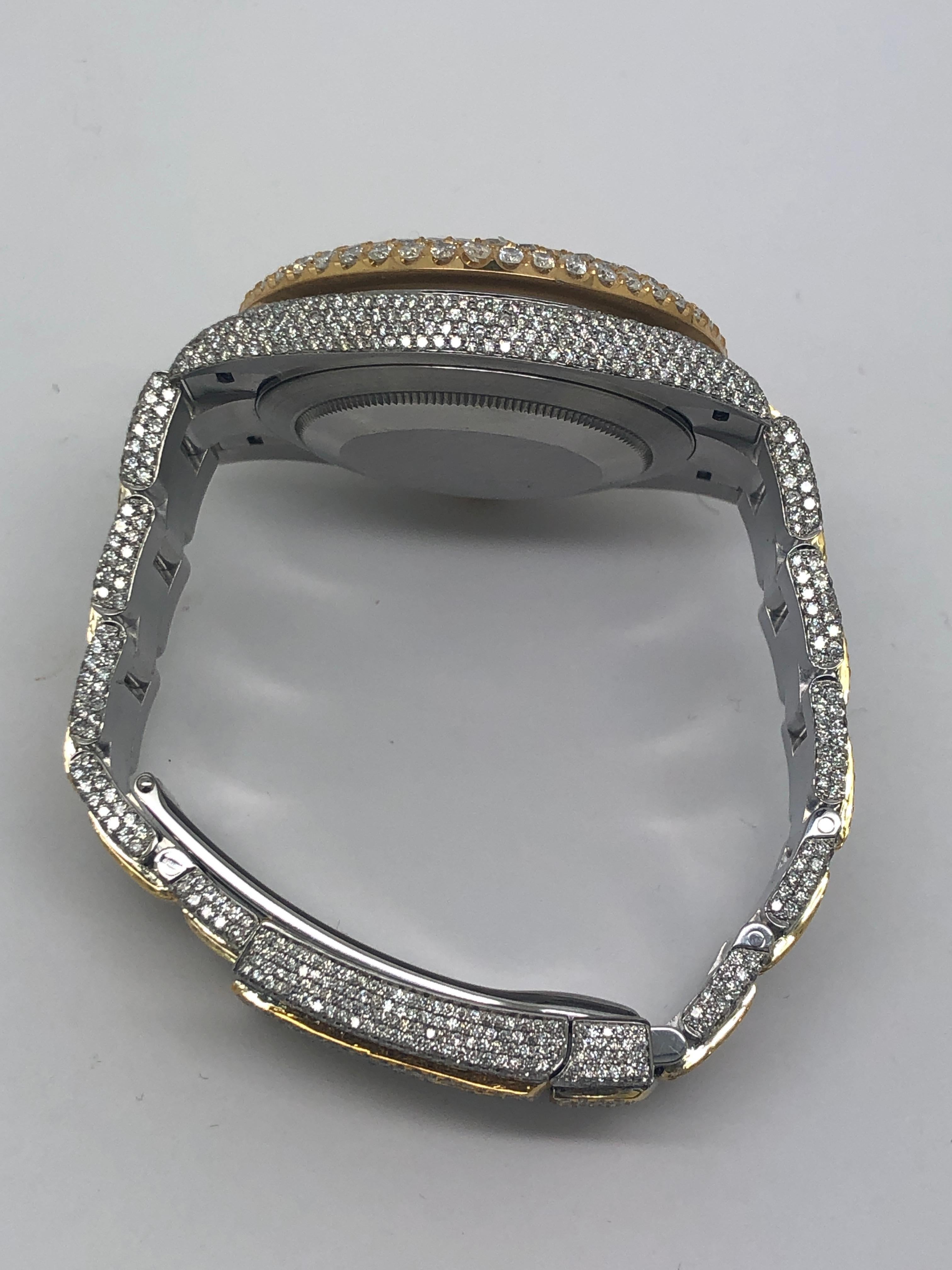 Custom Iced Out Emerald Cut Diamonds Rolex Datejust Wrist Watch For Sale 3