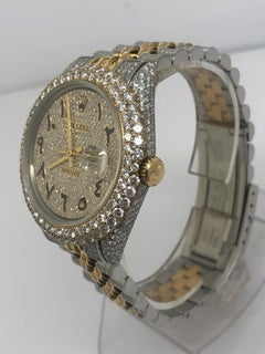 Custom Iced Out Rolex Datejust Arabic Dial Jubilee Wrist Watch