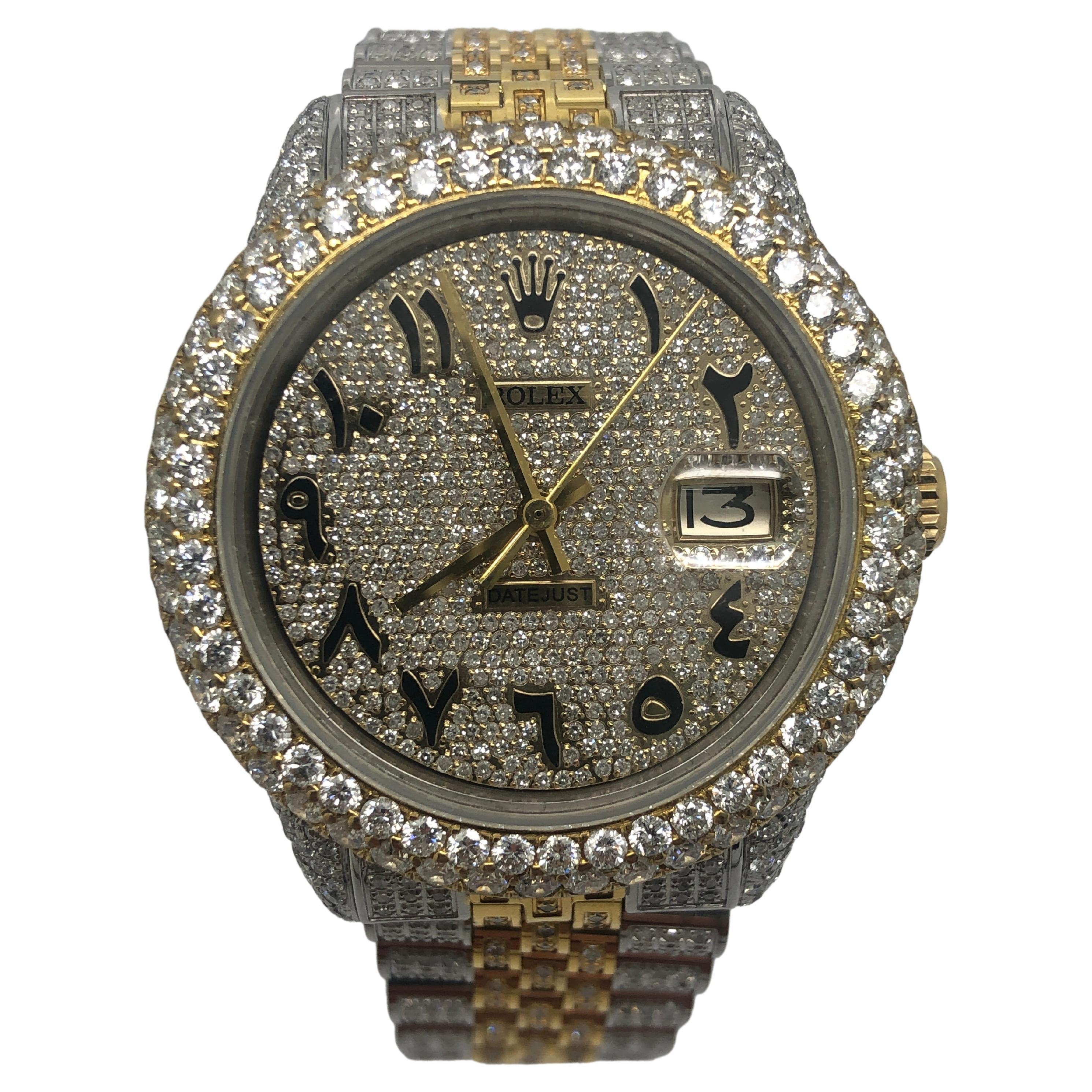 Custom Iced Out Rolex Datejust Arabic Dial Jubilee Wrist Watch For Sale at  1stDibs