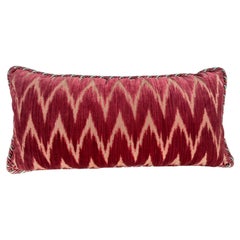 Custom Ikat Cut Velvet Lumbar Pillow, Clarence House Manner