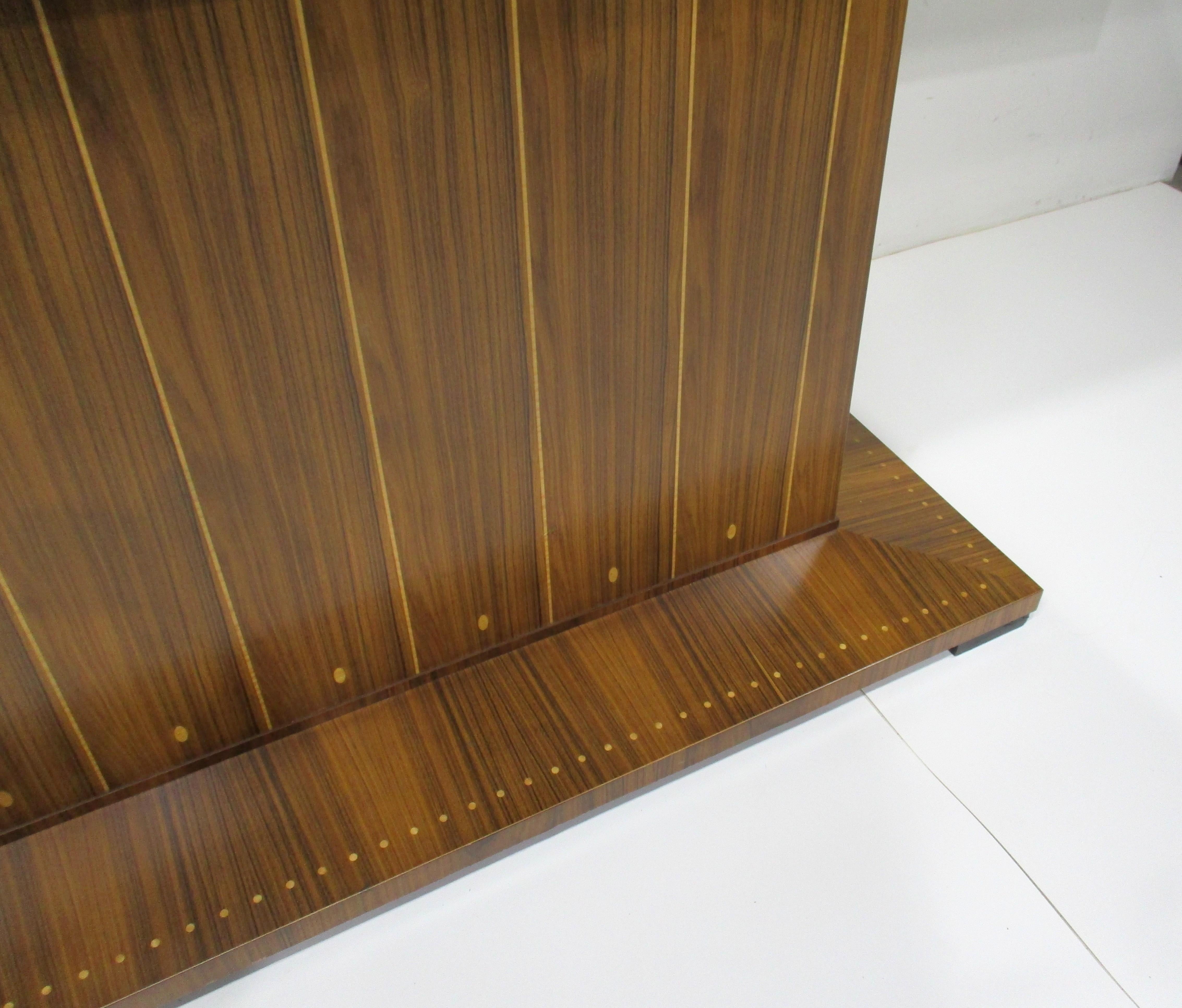 Mastercraft Attributed Custom Indonesian Mahogany Mid Century Inlay Bar For Sale 3